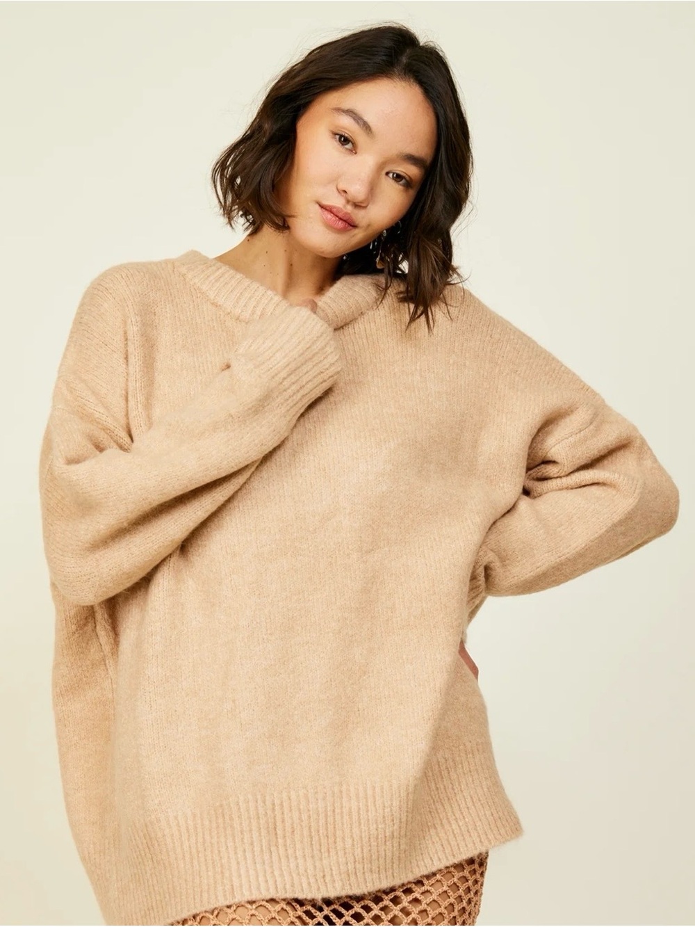 Line & Dot Cozy Oversized Sweater in tan